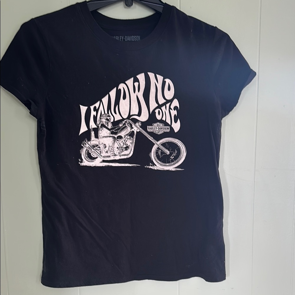 Black Graphic T-Shirt with Motorcycle Design